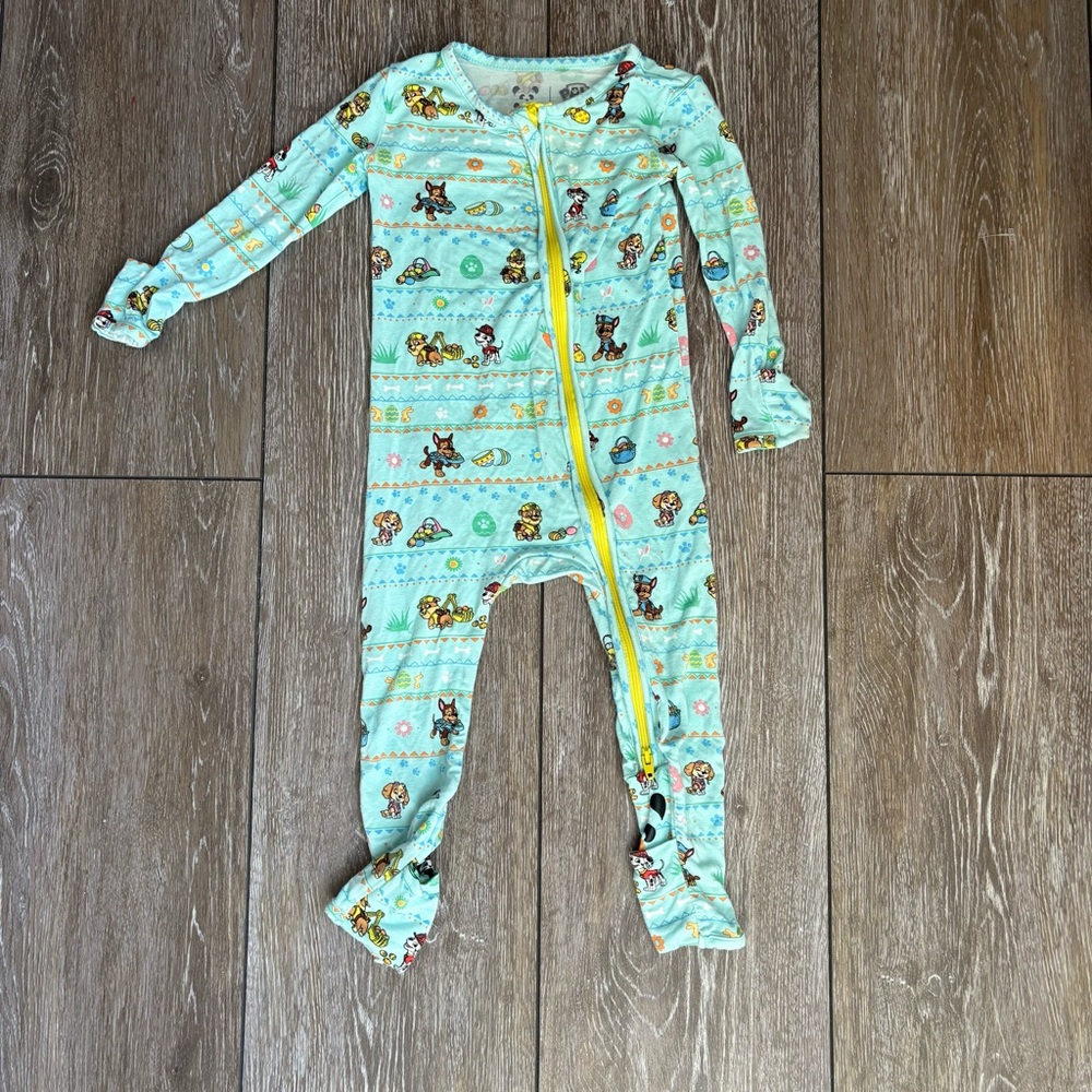 Kids Mint Green One-Piece Footie Pajamas with Zipper
